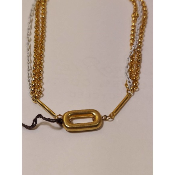 Vintage Castlecliff Gold White Tone Necklace Chain Link Choker NEW With Tags - Picture 11 of 13